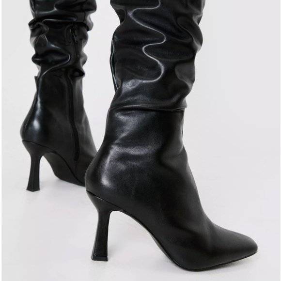 NEW Thigh High Slouchy Stiletto Heel Boots - Picture 2 of 4